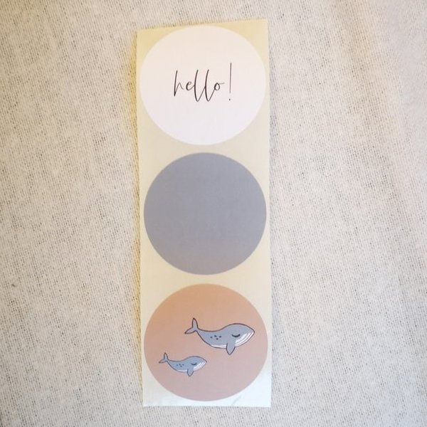 Sticker, Aufkleber 3 Stück: Hello, Blau, Wale