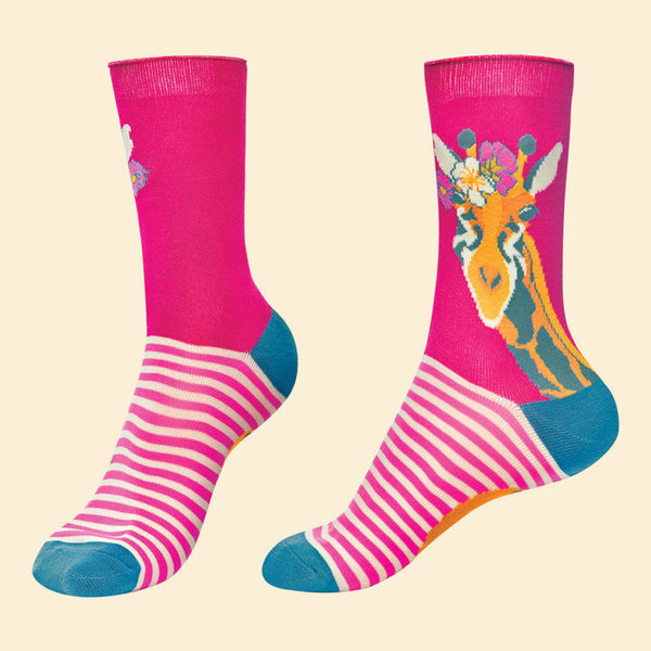 Niedliche Giraffe auf Damen Socken, Powder Design