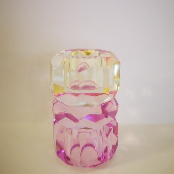 Kristall-Kerzenleuchter - butter-pink-violett