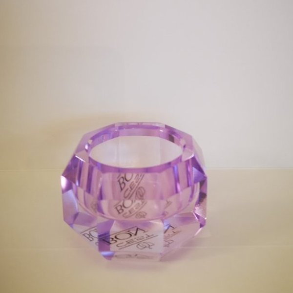Lila Teelichthalter, achteckig aus Kristallglas